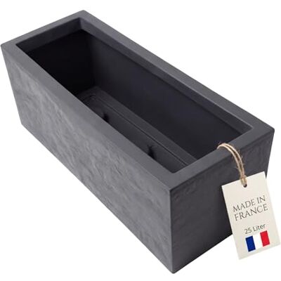 BigDean Jardinière de balcon rectangulaire avec réservoir d'eau, volume de 25 l, fabriquée en Europe, aspect super beau BigDean Jardinière de balcon rectangulaire avec réservoir d'eau, volume de 25 l, fabriquée en Europe, aspect super beau