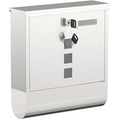 WilTec Boîte aux lettres murale ou sur pied & Porte-journaux, Verrouillable, Couleur argentée, Acier inox, 305 x 95 x 335 mm, Fenêtres et Porte-nom WilTec Boîte aux lettres murale ou sur pied & Porte-journaux, Verrouillable, Couleur argentée, Acier inox, 305 x 95 x 335 mm, Fenêtres et Porte-nom