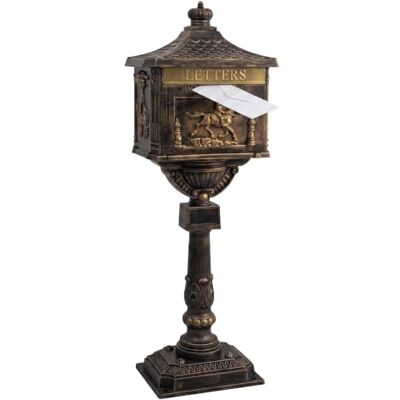 Relaxdays boîte aux lettres sur pied antique, style britannique, bronze Relaxdays boîte aux lettres sur pied antique, style britannique, bronze
