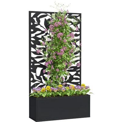 Outsunny Jardinière avec Treillis Feuilles Pleines 61x23x113cm Brise-Vue Paravent, Jardinière Extérieure Métal, sur Pieds ou Murale, Bac à Fleurs Rectangulaire, Balcon Terrasse Noir Outsunny Jardinière avec Treillis Feuilles Pleines 61x23x113cm Brise-Vue Paravent, Jardinière Extérieure Métal, sur Pieds ou Murale, Bac à Fleurs Rectangulaire, Balcon Terrasse Noir