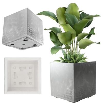 KADAX Pot de fleurs en plastique 39 x 39 cm 7 couleurs Carré Avec roulettes Avec bouchon d'évacuation Aspect béton Gris KADAX Pot de fleurs en plastique 39 x 39 cm 7 couleurs Carré Avec roulettes Avec bouchon d'évacuation Aspect béton Gris