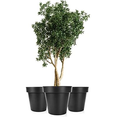 BigDean Lot de 3 pots de fleurs XXL Diamètre : 60 cm Anthracite classique Avec roulettes à 360 ° Évacuation d'eau refermable Plastique résistant aux intempéries et incassable Grand pot de fleurs adapté à l'extérieur et à l'intérieur BigDean Lot de 3 pots de fleurs XXL Diamètre : 60 cm Anthracite classique Avec roulettes à 360 ° Évacuation d'eau refermable Plastique résistant aux intempéries et incassable Grand pot de fleurs adapté à l'extérieur et à l'intérieur
