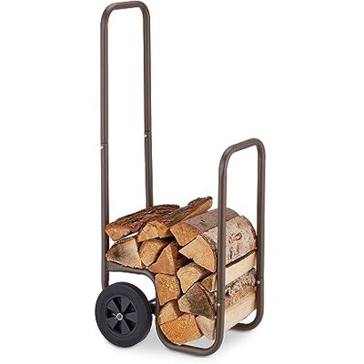 Relaxdays Chariot à bûches, 2 pneus en caoutchouc, chariot à bois jusqu'à 60 kg, pour bûches courantes, diable de bois de chauffage, acier, marron, caoutchouc Relaxdays Chariot à bûches, 2 pneus en caoutchouc, chariot à bois jusqu'à 60 kg, pour bûches courantes, diable de bois de chauffage, acier, marron, caoutchouc