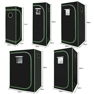 Lospitch 100x100x200cm Tente de Culture, Grow Box, Chambre ou Armoire de Culture, Opaque et imperméable, Serre pour la Maison, Oxford 600D, Noir et Vert Lospitch 100x100x200cm Tente de Culture, Grow Box, Chambre ou Armoire de Culture, Opaque et imperméable, Serre pour la Maison, Oxford 600D, Noir et Vert