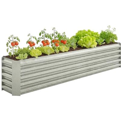 Outsunny Carré Potager Acier Galvanisé Fond Ouvert 240x40x45cm Gris Argenté Outsunny Carré Potager Acier Galvanisé Fond Ouvert 240x40x45cm Gris Argenté