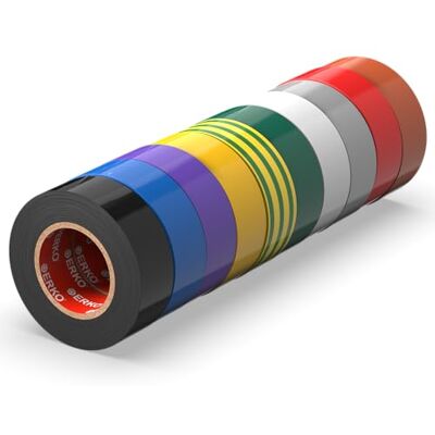 ERKO - Ruban isolant électrique multicolore 15 mm x 10 m - Ruban électrique ERKO - Ruban isolant électrique multicolore 15 mm x 10 m - Ruban électrique