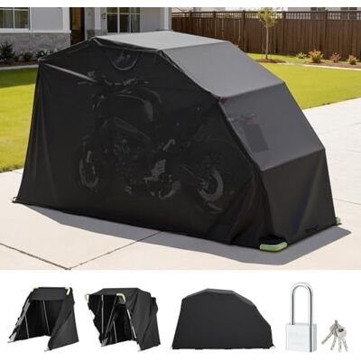 VEVOR Abri de rangement pour moto 345,4 x 137,2 x 190,5 cm avec verrou de sécurité, tente de garage rabattable Oxford 600D, housse de protection robuste pour moto avec 2 fenêtres latérales, abri de VEVOR Abri de rangement pour moto 345,4 x 137,2 x 190,5 cm avec verrou de sécurité, tente de garage rabattable Oxford 600D, housse de protection robuste pour moto avec 2 fenêtres latérales, abri de