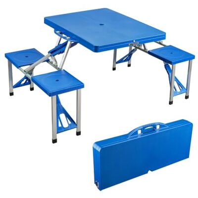 WilTec Kit Table de Camping Pliante, 1330 x 845 x 670 mm, avec 4 sièges solidaires, Table Portable PE-HD/alu, extérieur, BBQ, fêtes, Barbecue, Pique-Nique WilTec Kit Table de Camping Pliante, 1330 x 845 x 670 mm, avec 4 sièges solidaires, Table Portable PE-HD/alu, extérieur, BBQ, fêtes, Barbecue, Pique-Nique