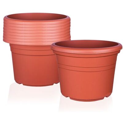 BigDean Lot de 9 pots de fleurs ronds Diamètre : 35 cm Couleur : terre cuite 35 x 25 cm BigDean Lot de 9 pots de fleurs ronds Diamètre : 35 cm Couleur : terre cuite 35 x 25 cm