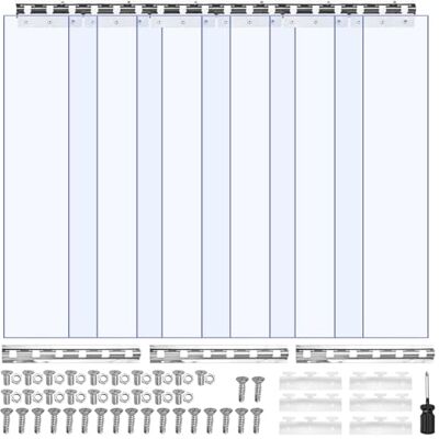 VEVOR Lot de 6 bandes de rideaux en PVC transparent, 2,1 m de haut x 0,96 m de large x 2 mm d'épaisseur, bandes de rideaux isothermes pour porte d'entrepôt, congélateur, portes de garage VEVOR Lot de 6 bandes de rideaux en PVC transparent, 2,1 m de haut x 0,96 m de large x 2 mm d'épaisseur, bandes de rideaux isothermes pour porte d'entrepôt, congélateur, portes de garage