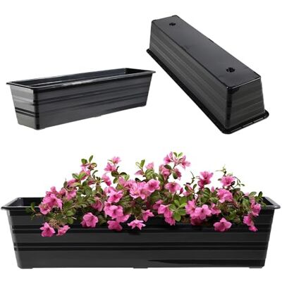 KADAX Jardinière en plastique pour balcon, résistant aux intempéries, Jardinière pour fleurs, herbes, 60 cm, Anthracite KADAX Jardinière en plastique pour balcon, résistant aux intempéries, Jardinière pour fleurs, herbes, 60 cm, Anthracite