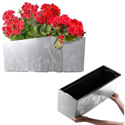 KADAX Jardinière 18,5 x 56 cm Motif béton gris Avec insert Jardinière rectangulaire résistante aux intempéries pour balcon et extérieur KADAX Jardinière 18,5 x 56 cm Motif béton gris Avec insert Jardinière rectangulaire résistante aux intempéries pour balcon et extérieur