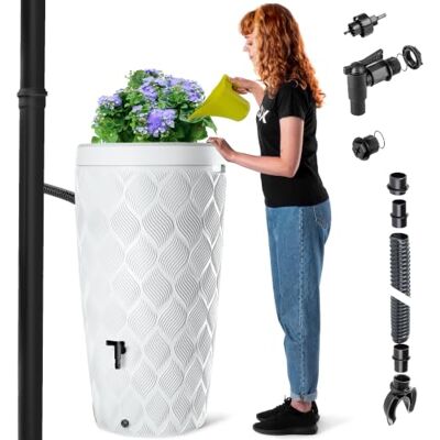 KADAX Récupérateur d'eau de pluie avec bac à plantes intégré dans le couvercle 240 l En plastique Réservoir d'eau de pluie avec robinet Résistant au gel Blanc KADAX Récupérateur d'eau de pluie avec bac à plantes intégré dans le couvercle 240 l En plastique Réservoir d'eau de pluie avec robinet Résistant au gel Blanc