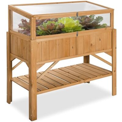 tectake ® Carré Potager de Jardin sur Pied surélevé en Bois, Bac à semis Jardiniere Bois avec Rangement pour Les Outils, Mini Serre Châssis Incluse 119 x 57 x 90 cm tectake ® Carré Potager de Jardin sur Pied surélevé en Bois, Bac à semis Jardiniere Bois avec Rangement pour Les Outils, Mini Serre Châssis Incluse 119 x 57 x 90 cm
