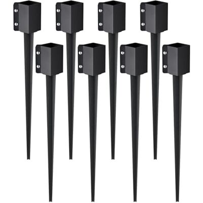 VEVOR Lot de 8 piquets d'ancrage pour poteaux de clôture, 36 x 4 x 4 pouces, diamètre extérieur, piquet de poteau avec revêtement en poudre noire en métal, pour boîte aux lettres, garde-corps de VEVOR Lot de 8 piquets d'ancrage pour poteaux de clôture, 36 x 4 x 4 pouces, diamètre extérieur, piquet de poteau avec revêtement en poudre noire en métal, pour boîte aux lettres, garde-corps de