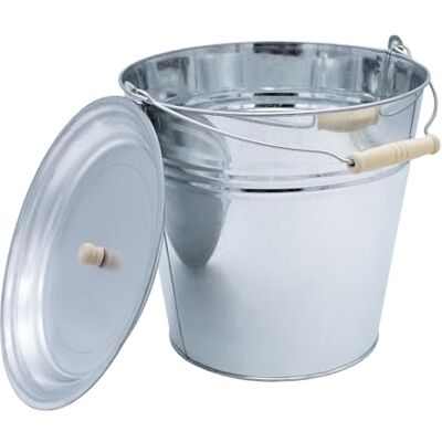 Spetebo Seau en Zinc Avec Couvercle 12 L À Cendres en Tôle et À Eau Spetebo Seau en Zinc Avec Couvercle 12 L À Cendres en Tôle et À Eau