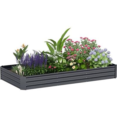 Outsunny Jardinière Extérieure Fond Ouvert 240 x 120 x 30 cm Gris Foncé Outsunny Jardinière Extérieure Fond Ouvert 240 x 120 x 30 cm Gris Foncé