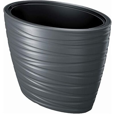 Prosperplast Maze Pot de fleurs 2 en 1 avec pot de fleurs résistant aux intempéries pour l'intérieur et l'extérieur Ovale 42,3 cm de hauteur en plastique (anthracite) Prosperplast Maze Pot de fleurs 2 en 1 avec pot de fleurs résistant aux intempéries pour l'intérieur et l'extérieur Ovale 42,3 cm de hauteur en plastique (anthracite)