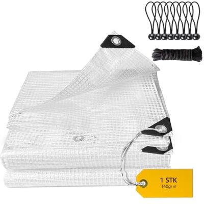 EPFHR Bâche de protection imperméable pour serre résistante à l'hiver 140 g/m² transparente avec œillets pour la protection des plantes meubles de jardin, bateau, camion, bois de chauffage (4 x 8 m) EPFHR Bâche de protection imperméable pour serre résistante à l'hiver 140 g/m² transparente avec œillets pour la protection des plantes meubles de jardin, bateau, camion, bois de chauffage (4 x 8 m)
