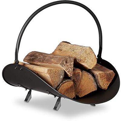 Relaxdays Panier à bûches bois de cheminée porte-revues porte-journaux acier métal HxlxP: 40 x 38 x 48 cm, noir Relaxdays Panier à bûches bois de cheminée porte-revues porte-journaux acier métal HxlxP: 40 x 38 x 48 cm, noir