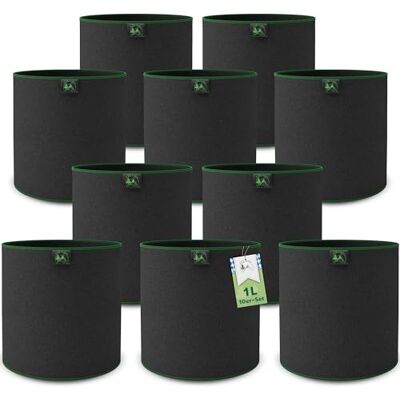 TTL GARDEN Lot de 10 sacs de plantation de 1 l en tissu non tissé de 300 g/m² et non-tissé TTL GARDEN Lot de 10 sacs de plantation de 1 l en tissu non tissé de 300 g/m² et non-tissé