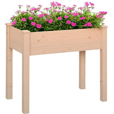 Outsunny Jardinière sur Pieds Potager 86 x 46 x76 cm Effet Bois Naturel Outsunny Jardinière sur Pieds Potager 86 x 46 x76 cm Effet Bois Naturel