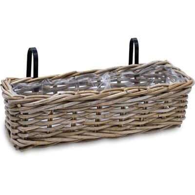 Spetebo Jardinière de balcon en rotin naturel 44 x 17 cm Panier à plantes en osier avec support Pour balcon et jardin Jardinière à suspendre sur les balustrades Spetebo Jardinière de balcon en rotin naturel 44 x 17 cm Panier à plantes en osier avec support Pour balcon et jardin Jardinière à suspendre sur les balustrades