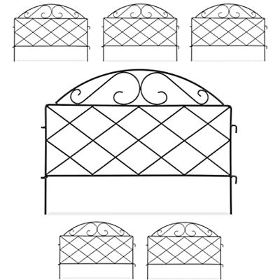 Relaxdays Clôture de jardin, hauteur x largeur : 40 x 54,5 cm, 6 éléments de clôture, bordure, métal, aspect vintage, noir Relaxdays Clôture de jardin, hauteur x largeur : 40 x 54,5 cm, 6 éléments de clôture, bordure, métal, aspect vintage, noir