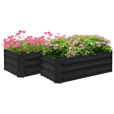Outsunny Lot de 2 Carré Potager de Jardin 100L x 50l x 30H cm Noir Outsunny Lot de 2 Carré Potager de Jardin 100L x 50l x 30H cm Noir
