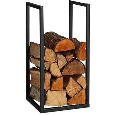 Relaxdays Porte-bûches, métal, HxLxP : 60x30x30 cm, rangement pour intérieur, empilage, bois de chauffage, noir Relaxdays Porte-bûches, métal, HxLxP : 60x30x30 cm, rangement pour intérieur, empilage, bois de chauffage, noir