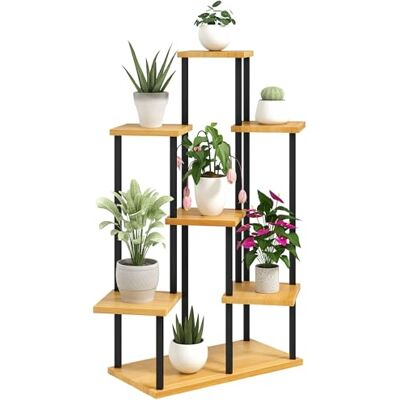 Outsunny Support à Plantes à 7 Niveaux Intérieur Extérieur Bois Naturel Outsunny Support à Plantes à 7 Niveaux Intérieur Extérieur Bois Naturel