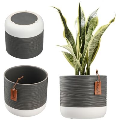 KADAX pot à fleurs/plantes en céramique, 2 variantes de couleurs, cache-pot gaufré, bac à fleurs (12 cm, gris) KADAX pot à fleurs/plantes en céramique, 2 variantes de couleurs, cache-pot gaufré, bac à fleurs (12 cm, gris)