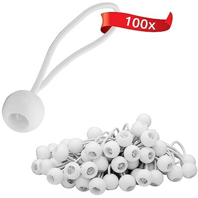 ECENCE 100 Tendeurs élastiques avec boule en plastique Blanc Tendeur bache élastiques de tente pour les bâches, pavillon de jardin, tentes ECENCE 100 Tendeurs élastiques avec boule en plastique Blanc Tendeur bache élastiques de tente pour les bâches, pavillon de jardin, tentes
