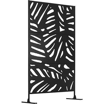 Outsunny Panneau Brise Vue extérieur décoratif à Motif végétal, en métal, 122 x 45 x 198 cm, Noir Outsunny Panneau Brise Vue extérieur décoratif à Motif végétal, en métal, 122 x 45 x 198 cm, Noir