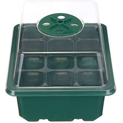 HOMFLON Kit de démarrage pour plantes à 12 cellules avec dôme et base de serre Mini propagateur pour la culture des céréales Vert HOMFLON Kit de démarrage pour plantes à 12 cellules avec dôme et base de serre Mini propagateur pour la culture des céréales Vert