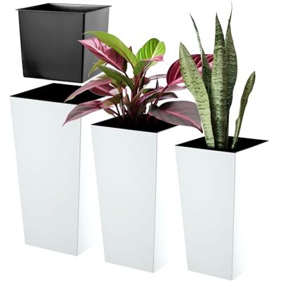 KADAX Set de 3 pots de fleurs en plastique résistant aux intempéries pour l'intérieur et l'extérieur Blanc mat KADAX Set de 3 pots de fleurs en plastique résistant aux intempéries pour l'intérieur et l'extérieur Blanc mat