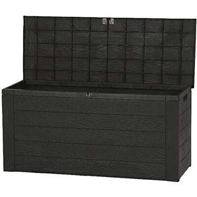 Spetebo Coffre de rangement en plastique 300 l anthracite aspect bois – 150 x 58 cm – Boîte de rangement avec couvercle pour coussins rembourrés – Boîte de rangement de jardin, boîte de rangement Spetebo Coffre de rangement en plastique 300 l anthracite aspect bois – 150 x 58 cm – Boîte de rangement avec couvercle pour coussins rembourrés – Boîte de rangement de jardin, boîte de rangement