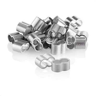 com-four ® 24x serre-câbles 6mm serre-câbles en aluminium manchons à sertir pour câbles d'extension manchons doubles pour sangles élastiques serre-câbles pour bâches (couleur argent 06mm) com-four ® 24x serre-câbles 6mm serre-câbles en aluminium manchons à sertir pour câbles d'extension manchons doubles pour sangles élastiques serre-câbles pour bâches (couleur argent 06mm)