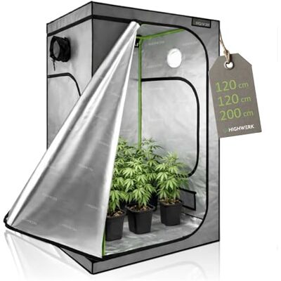 HIGHWERK Tente de culture MyHomeGrow 120 x 120 x 200 cm Gris Tente de culture d'intérieur pour la culture des plantes Boîte de culture d'intérieur Serre d'intérieur HIGHWERK Tente de culture MyHomeGrow 120 x 120 x 200 cm Gris Tente de culture d'intérieur pour la culture des plantes Boîte de culture d'intérieur Serre d'intérieur