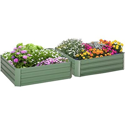 Outsunny Lot de 2 Carré Potager de Jardin 100L x 100l x 30H cm Vert Outsunny Lot de 2 Carré Potager de Jardin 100L x 100l x 30H cm Vert