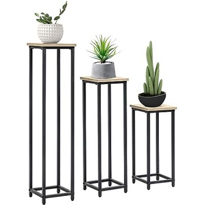 Outsunny Supports Pot de Fleurs Carrées Empilables 21 x 21 x 50/70/90 cm Outsunny Supports Pot de Fleurs Carrées Empilables 21 x 21 x 50/70/90 cm