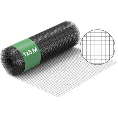 WilTec Fil de Grillage Noir à Mailles carrées 19 x 19 mm 5 m x 100 cm en Acier galvanisé revêtus par PVC Rouleau Clôture pour Volière Clapier Jardin Sylviculture Agriculture WilTec Fil de Grillage Noir à Mailles carrées 19 x 19 mm 5 m x 100 cm en Acier galvanisé revêtus par PVC Rouleau Clôture pour Volière Clapier Jardin Sylviculture Agriculture