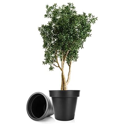 BigDean Lot de 2 pots de fleurs XXL Diamètre : 60 cm Anthracite classique Avec roulettes à 360 ° Évacuation d'eau refermable Plastique résistant aux intempéries et incassable Grand pot de fleurs adapté à l'extérieur et à l'intérieur BigDean Lot de 2 pots de fleurs XXL Diamètre : 60 cm Anthracite classique Avec roulettes à 360 ° Évacuation d'eau refermable Plastique résistant aux intempéries et incassable Grand pot de fleurs adapté à l'extérieur et à l'intérieur