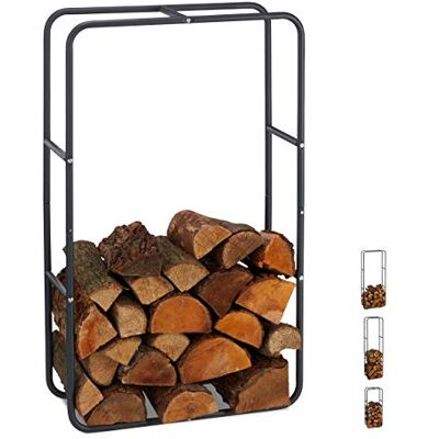 Relaxdays Étagère pour bûches de cheminée, en acier, intérieur et extérieur, étagère à bois de chauffage, H x l 100 x 60 cm, anthracite Relaxdays Étagère pour bûches de cheminée, en acier, intérieur et extérieur, étagère à bois de chauffage, H x l 100 x 60 cm, anthracite