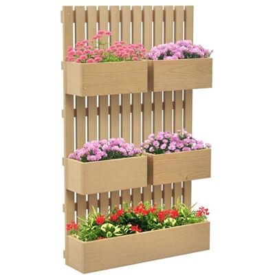 Outsunny Jardinière Murale Potager avec 5 Bacs 60 x 16 x 100 cm Naturel Outsunny Jardinière Murale Potager avec 5 Bacs 60 x 16 x 100 cm Naturel