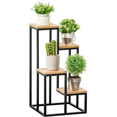 Outsunny Support pour Plantes Piédestal 4 Étagères 34 x 34 x 66 cm Naturel Outsunny Support pour Plantes Piédestal 4 Étagères 34 x 34 x 66 cm Naturel