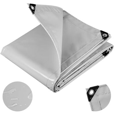 WOLTU Bâche imperméable avec anneaux gravés, tissu 500 g/m², imperméable et indéchirable, bâche de protection universelle pour camion, piscine, camping, meubles de jardin en bois (gris clair, 4 x 6 m) WOLTU Bâche imperméable avec anneaux gravés, tissu 500 g/m², imperméable et indéchirable, bâche de protection universelle pour camion, piscine, camping, meubles de jardin en bois (gris clair, 4 x 6 m)