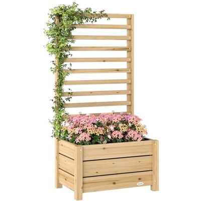 Outsunny Jardinière avec Treillis Drainage 60 x 39 x 120 cm Bois Naturel Outsunny Jardinière avec Treillis Drainage 60 x 39 x 120 cm Bois Naturel