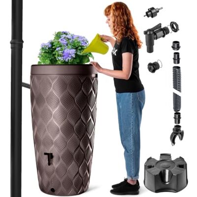 KADAX Récupérateur d'eau de pluie avec bac à plantes intégré dans le couvercle 240 l En plastique Réservoir de pluie avec robinet et pied KADAX Récupérateur d'eau de pluie avec bac à plantes intégré dans le couvercle 240 l En plastique Réservoir de pluie avec robinet et pied