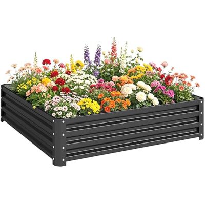 Outsunny Carré Potager de Jardin Bac Potager Métal 120x120x30cm Gris Outsunny Carré Potager de Jardin Bac Potager Métal 120x120x30cm Gris